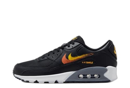 Nike Air Max 90 Spray Paint Swoosh Black University Gold