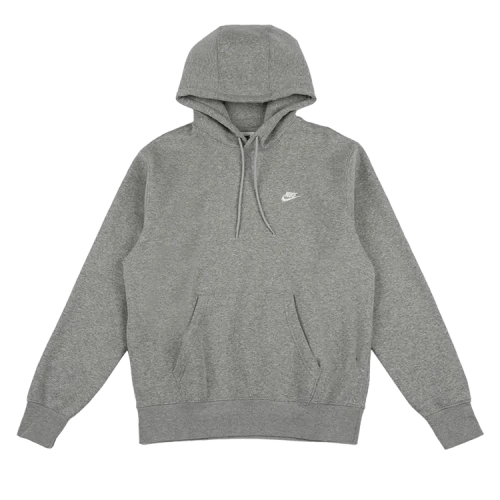 Nike Club Fleece Pullover Hoodie 'Dark Grey Heather/Light Smoke Grey/White'