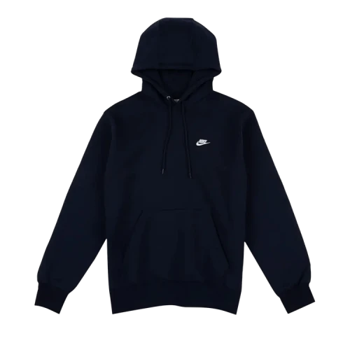 Nike Club Fleece Pullover Hoodie 'Obsidian/White'