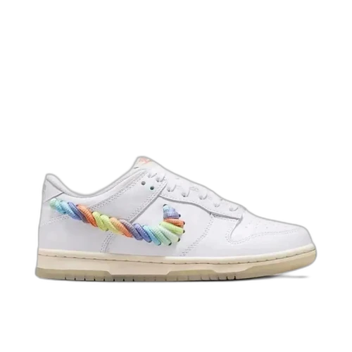 Nike Dunk Low SE Rainbow Lace Swoosh White (GS)