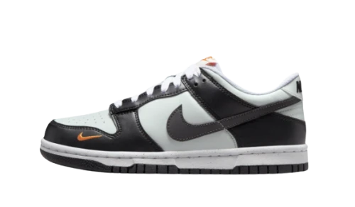 Nike Dunk Low Black Bright Mandarin Mini Swoosh (GS)