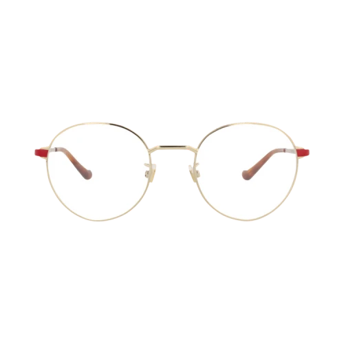 Gucci Round-Frame Metal Optical Frames Gold Red Transparent (GG0581O-30008148-007)