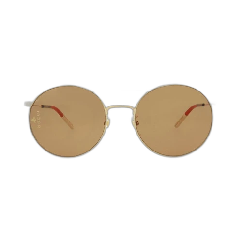 Gucci Round-Frame Metal Sunglasses Gold Gold Brown (GG0680S-30008569-003)