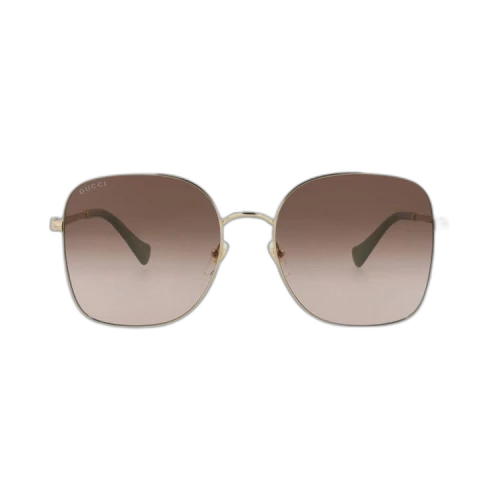 Gucci Square-Frame Metal Sunglasses Gold Gold Brown (GG1143S-30012737-002)