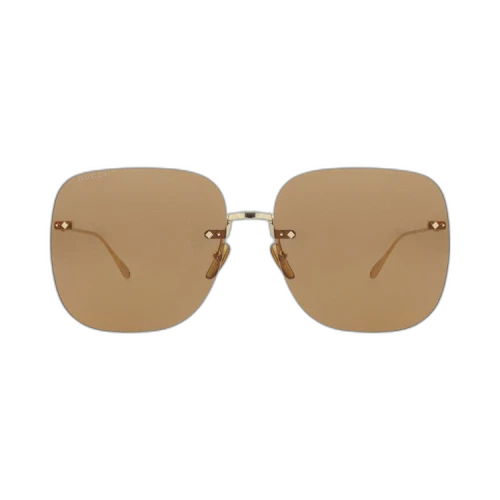 Gucci Square-Frame Metal Sunglasses Gold Gold Brown (GG1148S-30012727-002)