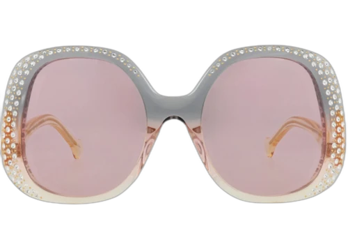 Gucci Round-Frame Acetate Sunglasses Grey Yellow Pink (GG1235S-30013495-003)