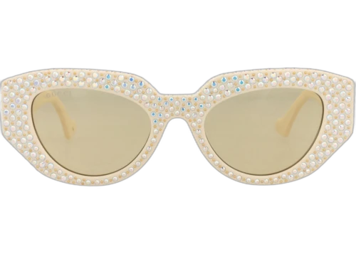 Gucci Cat Eye-Frame Recycled Acetate Sunglasses Ivory Ivory Brown (GG1421S-30014472-005)