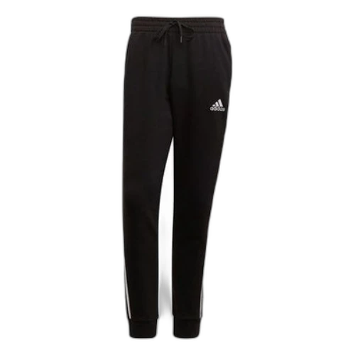 adidas Essentials Fleece Tapered Cuff 3-Stripes Joggers Black White