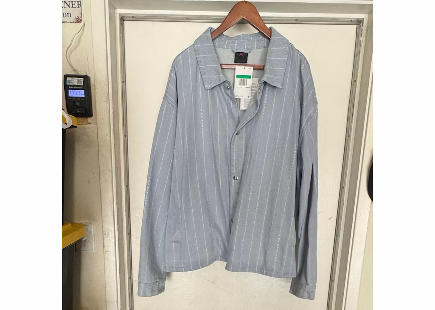 A Ma Maniere x Jordan Men’s Denim Striped Jacket Light Blue