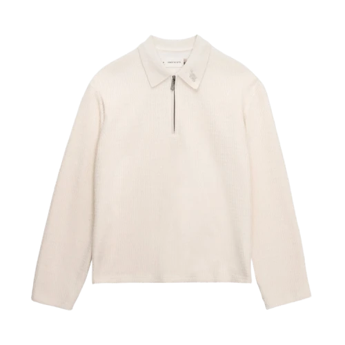 Honor The Gift Wavy Knit Long-Sleeve Polo Shirt 'Bone'