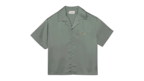 Honor The Gift Satin Chest Logo Camp Collar Shirt Sage