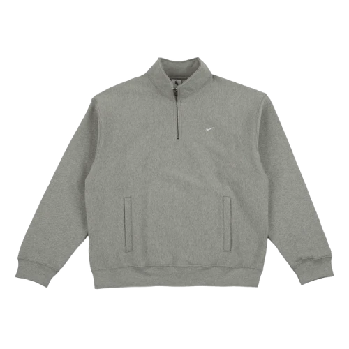 Nike Solo Swoosh Fleece Quarter-Zip Top 'Dark Grey Heather/White'