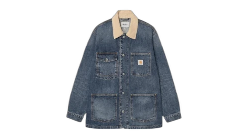Carhartt WIP Warren Denim Chore Coat Jacket Blue/Dusty Hamilton Brown (Dark Used Wash)