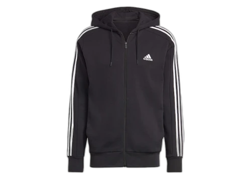 adidas Essentials French Terry 3-Stripes Full-Zip Hoodie Black/White