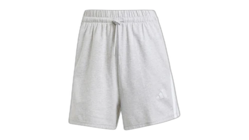 adidas Women's Essentials 3-Stripes Cotton Shorts Light Grey Heather/White