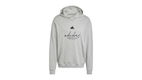 adidas Brand Love French Terry Hoodie Medium Grey Heather