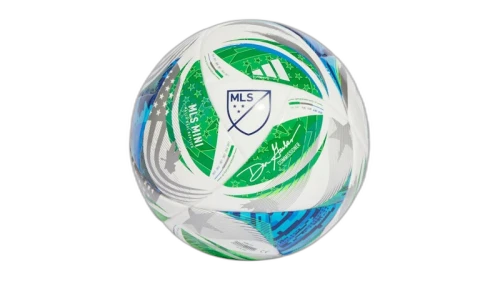 adidas MLS 25 Mini Ball White/Green/Glow Blue/Solar Blue