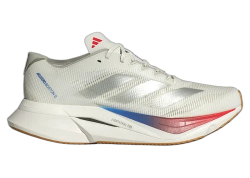 adidas Adizero Boston 12 Core White Matte Silver Pure Ruby (Women's)