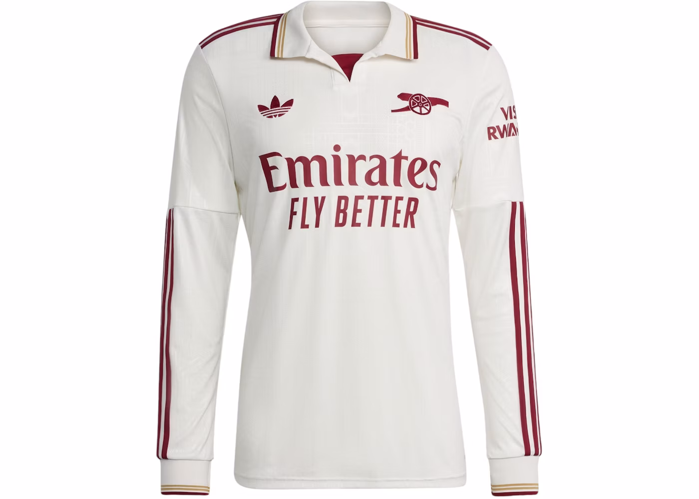 adidas Arsenal 25/26 Long Sleeve Third Jersey Cloud White Team Coll Burgundy 2