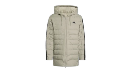 adidas Essentials Climawarm 3-Stripes Light Down Hooded Parka Silver Pebble