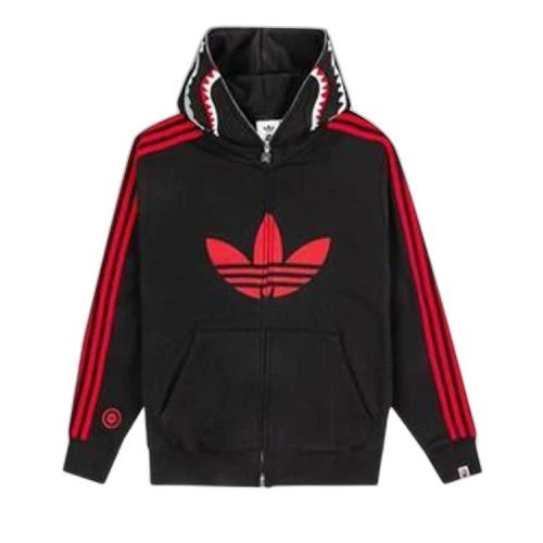 BAPE x adidas Shark Fleece Full Zip Hoodie Black