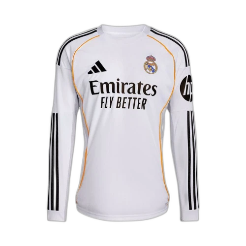 adidas Real Madrid 25/26 Long Sleeve Home Jersey White