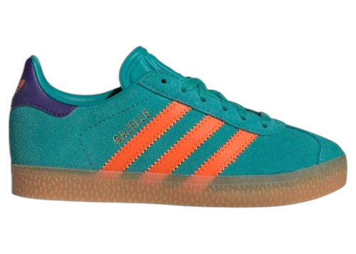 adidas Gazelle Pure Teal Impact Orange Collegiate Purple (PS)