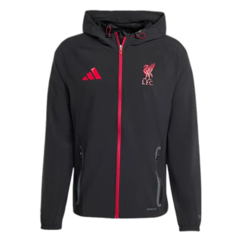 adidas Liverpool FC Tiro 25 Competition Vis Tech Travel Jacket Black Strawberry Red