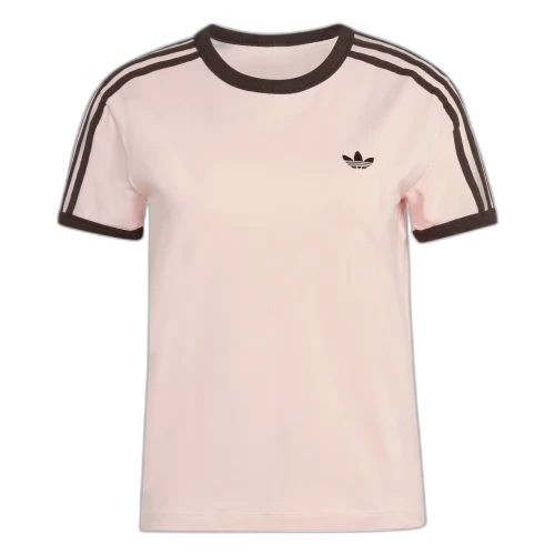 adidas Women's 3 Stripes Slim Tee Sandy Pink/Aurora Coffee