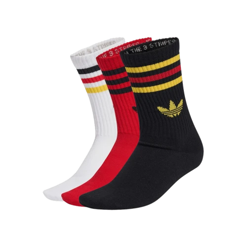 Adidas Originals 3-Stripes Crew Socks 3 Pairs 'White / Better Scarlet / Black'