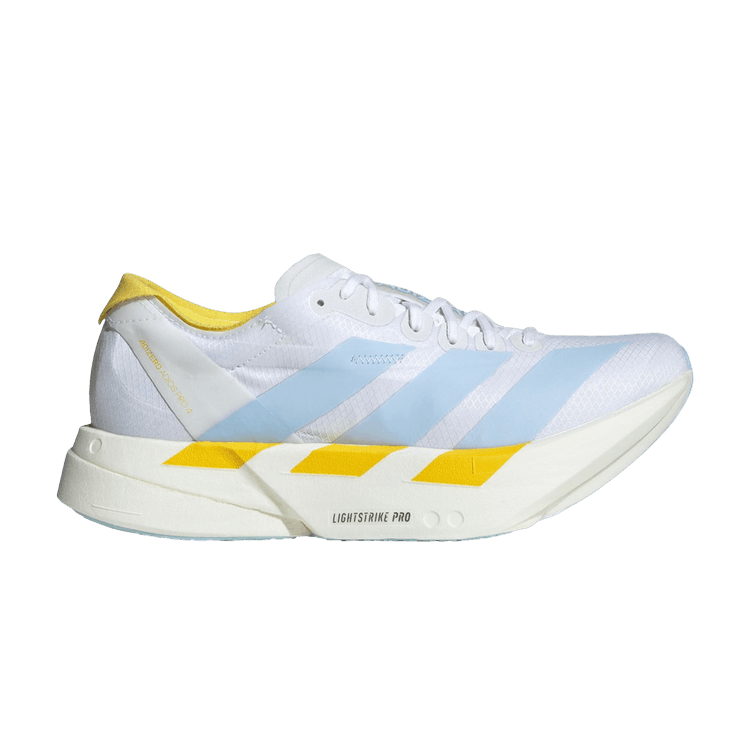 adidas Adizero Adios Pro 4 White Glow Blue Yellow (Women's)
