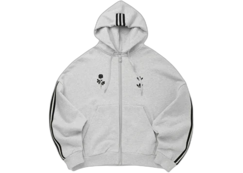 adidas x Willy Chavarria Full Zip Logo Hoodie Light Grey