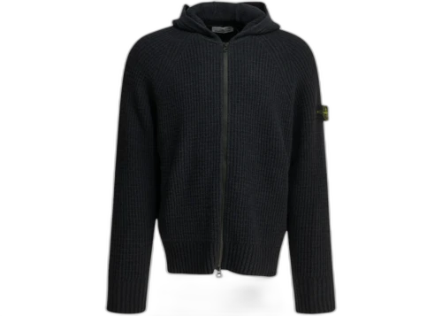 Stone Island Zip-Up Logo Sweater Black