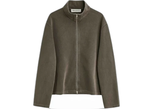 Our Legacy Shrunken Fullzip Worn Graphite Athletic Rib Sweatshirt Athletic Rib
