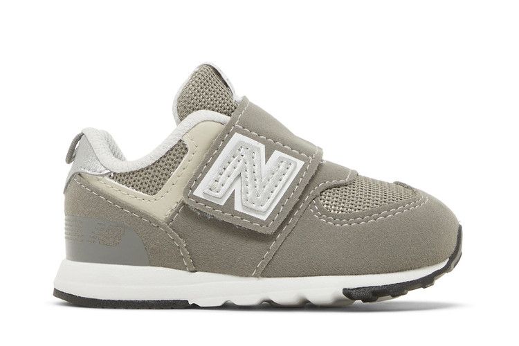 New Balance 574 Hook and Loop Rain Cloud Silver Metallic (TD)