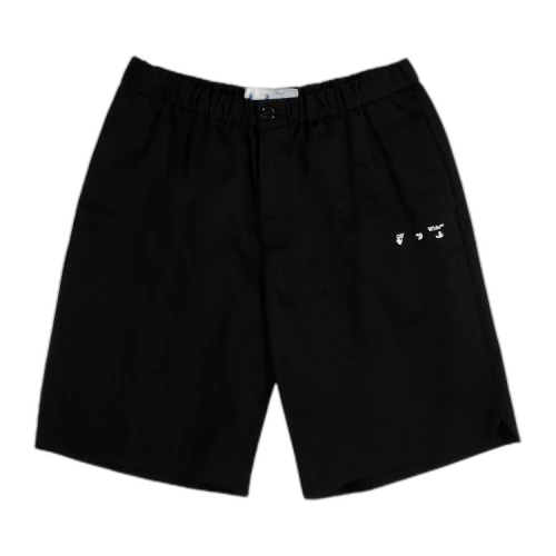 OFF-WHITE Logo Print Lounge Shorts Black/White