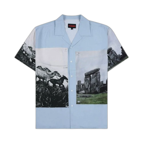 Pleasures Stone Horse Button Down Shirt Blue