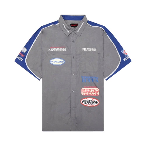 Pleasures Terror Button Up Shirt Grey