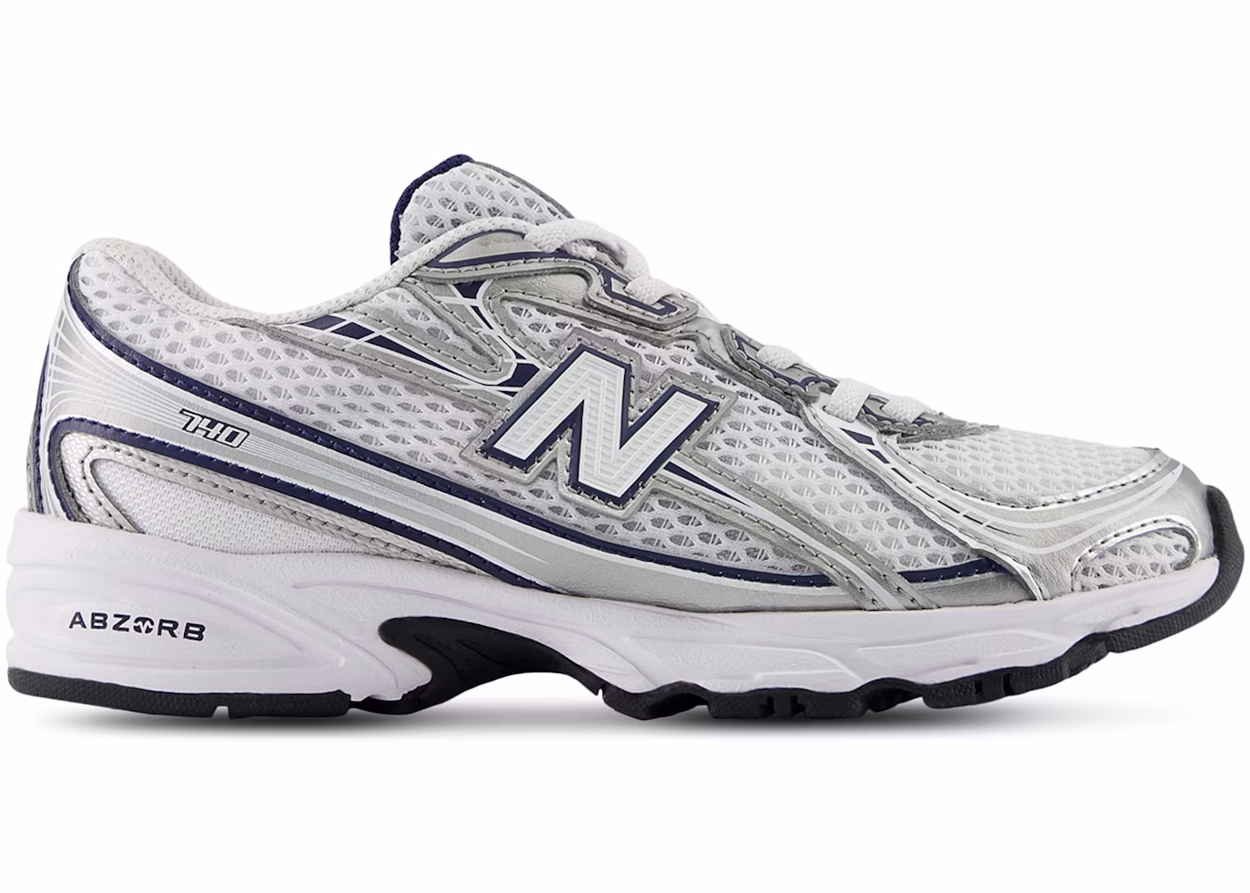 New Balance 740 Bungee Lace White Metallic Silver Navy (PS)