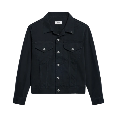 CELINE Trucker Jacket 'Overdye Black Heavy Stone Wash'