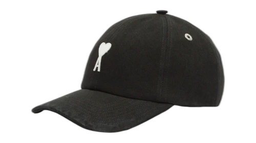 Ami Paris Black Cotton Ami De Coeur Felt Patch Cap Black