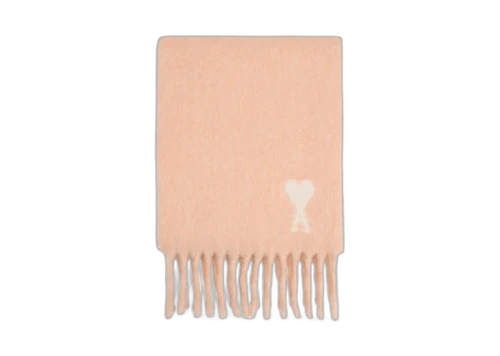 Ami Paris Ami De Coeur Logo Alpaca Wool Scarf Pink