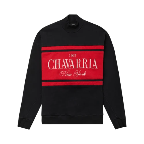 Willy Chavarria Stripe Gilroy Crewneck 'Black'