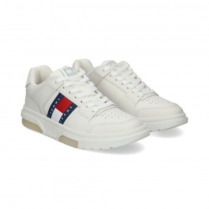 Tommy Hilfiger Banda Corporativa Piel Blanco Ybl Ecru