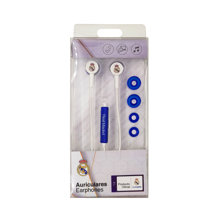Real Madrid CF Auricular Cable Blanco Escudo Real Madrid