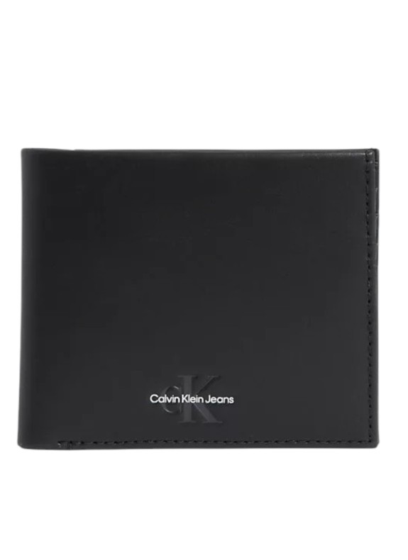 Calvin Klein cartera monogram soft bifold w/coin negro