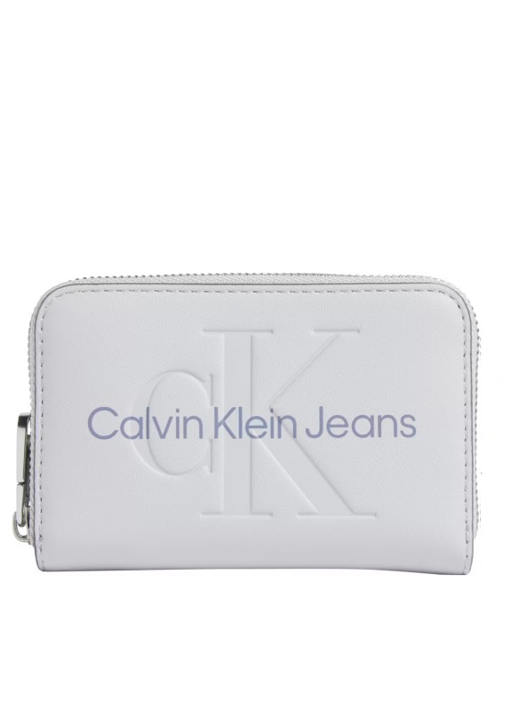 Calvin Klein monedero sculpted med zip around mono gris