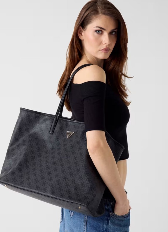 Guess bolso victoria 2 in 1 tote en color negro para mujer