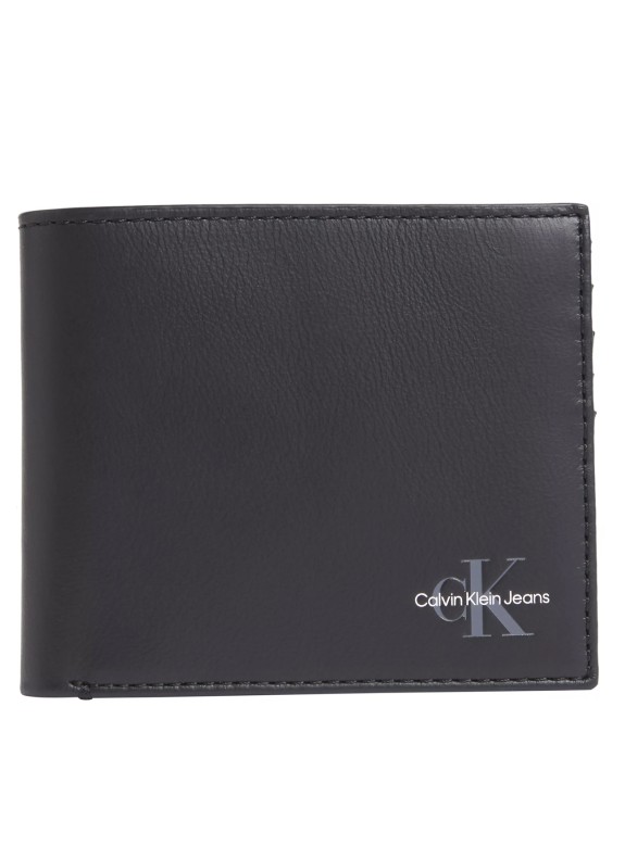 Calvin Klein cartera monogram soft bifold w/coin negro